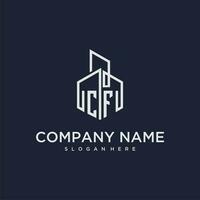 CF initial monogram logo for real estate with building style vector