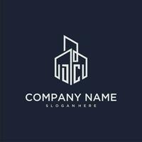 DC initial monogram logo for real estate with building style vector