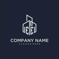 EE initial monogram logo for real estate with building style vector