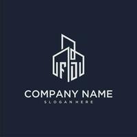 FD initial monogram logo for real estate with building style vector
