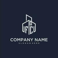 FC initial monogram logo for real estate with building style vector