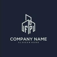 FP initial monogram logo for real estate with building style vector