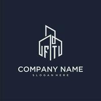 FT initial monogram logo for real estate with building style vector