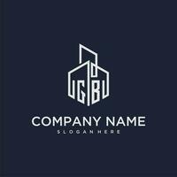 GB initial monogram logo for real estate with building style vector