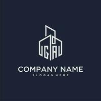 GA initial monogram logo for real estate with building style vector