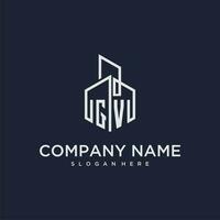 GV initial monogram logo for real estate with building style vector