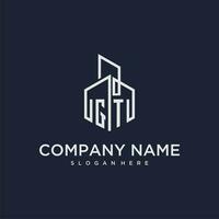 GT initial monogram logo for real estate with building style vector