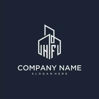 HF initial monogram logo for real estate with building style vector