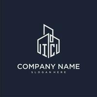 IC initial monogram logo for real estate with building style vector