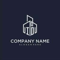 IO initial monogram logo for real estate with building style vector