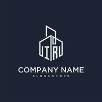 IR initial monogram logo for real estate with building style vector
