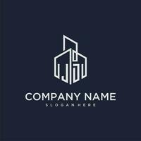 JD initial monogram logo for real estate with building style vector