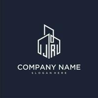 JR initial monogram logo for real estate with building style vector