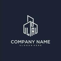 LA initial monogram logo for real estate with building style vector