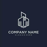LJ initial monogram logo for real estate with building style vector
