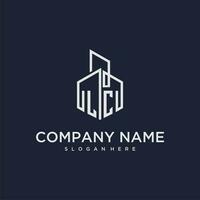 LC initial monogram logo for real estate with building style vector