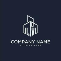 LV initial monogram logo for real estate with building style vector