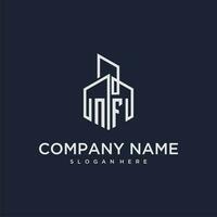 NF initial monogram logo for real estate with building style vector