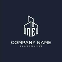 nordeste inicial monograma logo para real inmuebles con edificio estilo vector