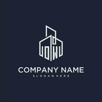 OW initial monogram logo for real estate with building style vector