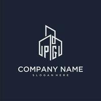 PG initial monogram logo for real estate with building style vector