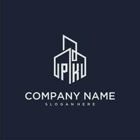 PK initial monogram logo for real estate with building style vector