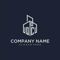 QC initial monogram logo for real estate with building style vector