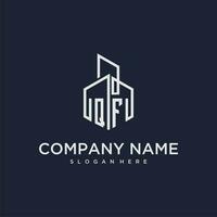 QF initial monogram logo for real estate with building style vector