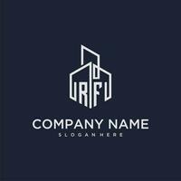 RF initial monogram logo for real estate with building style vector