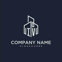 IV initial monogram logo for real estate with building style vector