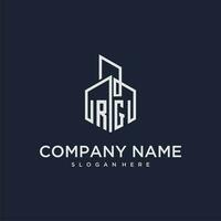 RG initial monogram logo for real estate with building style vector