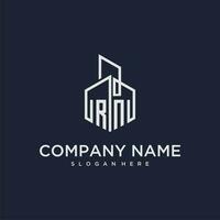 RN initial monogram logo for real estate with building style vector