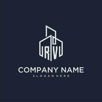 RV initial monogram logo for real estate with building style vector