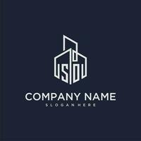 SO initial monogram logo for real estate with building style vector