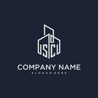 SC initial monogram logo for real estate with building style vector