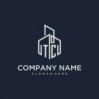 TC initial monogram logo for real estate with building style vector