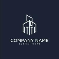 TT initial monogram logo for real estate with building style vector