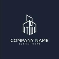 TU initial monogram logo for real estate with building style vector