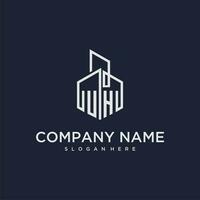 UH initial monogram logo for real estate with building style vector
