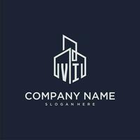 VI initial monogram logo for real estate with building style vector