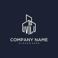 VL initial monogram logo for real estate with building style vector