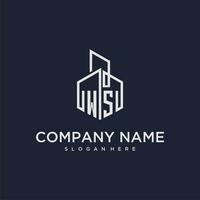 WS initial monogram logo for real estate with building style vector