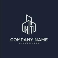XT initial monogram logo for real estate with building style vector