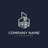 YB initial monogram logo for real estate with building style vector