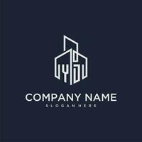 YD initial monogram logo for real estate with building style vector