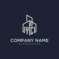 YC initial monogram logo for real estate with building style vector