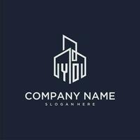 YO initial monogram logo for real estate with building style vector