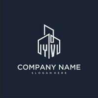 YV initial monogram logo for real estate with building style vector