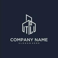 TL initial monogram logo for real estate with building style vector