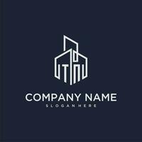 TN initial monogram logo for real estate with building style vector